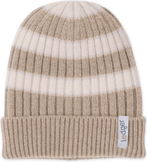 Lodger Mütze stripe merino beige (6–12 Monate)