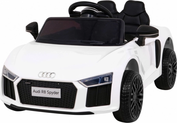 Elektrisches Kinderauto Audi R8 Spyder, weiß, EVA-Räder, Fernsteuerung, LED und MP3