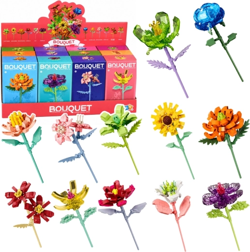 Konstruktionsbausatz Blume am Stiel – bunter Mix 71–106 Teile - 1 Stück