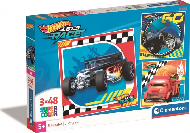 Puzzle 3×48 Teile HOT WHEELS – Set quadratischer Puzzle CLEMENTONI