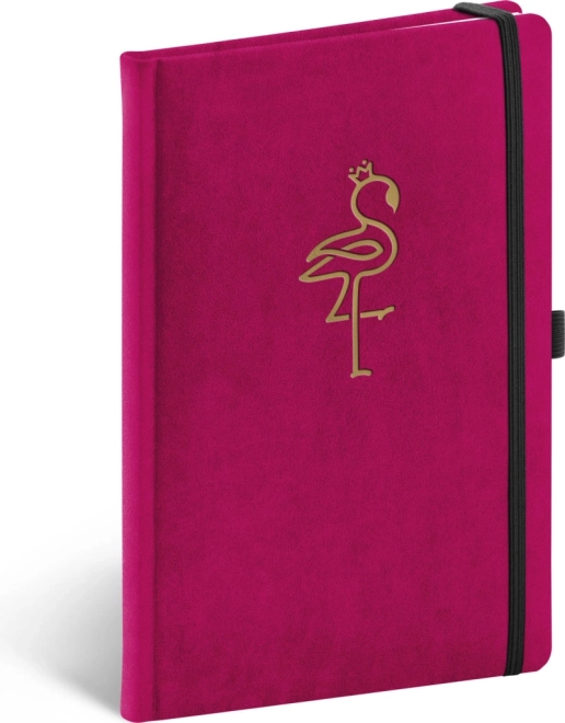 Notique Samt-Notizbuch liniert mit Flamingo 13 × 21 cm