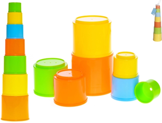 Stapelbecher in bunten Farben – Pyramide für Kinder