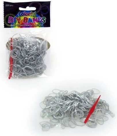 Set mit 250 Gummibändern zum Flechten von Schmuck – silber