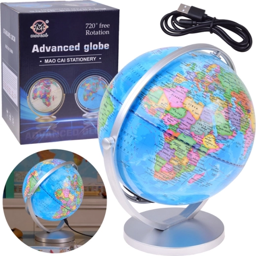 Beleuchteter drehbarer Globus mit Lämpchen, 20 cm