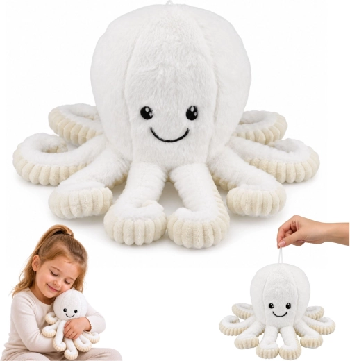 Plüsch-Oktopus – kuscheliges Spielzeug mit elastischen Tentakeln, weiß, 30 cm