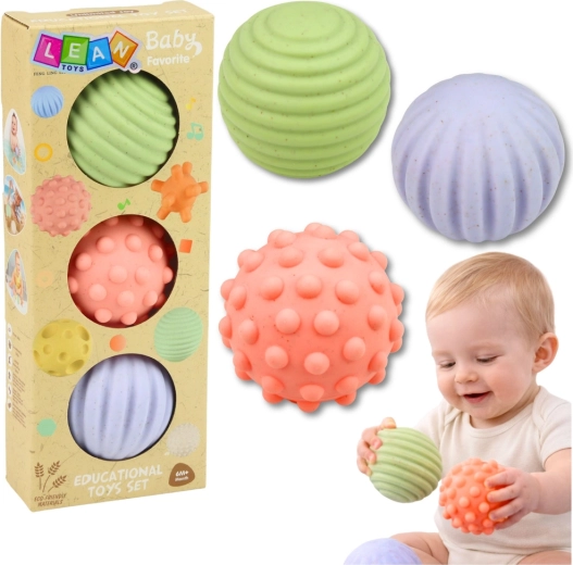 Sensorische pastellfarbene Bälle für Babys, 3 Stk., 6 cm