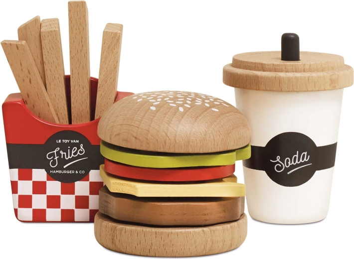 Holz-Spielset 3-in-1 Hamburger, Pommes und Getränk Le Toy Van