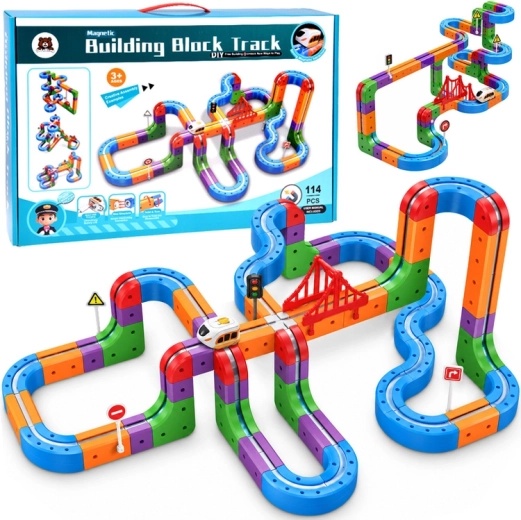 Magnetischer Bausatz mit Modelleisenbahn, 114 Teile