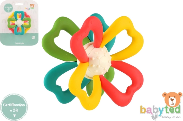 Beißring Blume aus Silikon und Kunststoff 9,5 × 5 cm