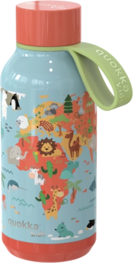 Edelstahl-Thermoflasche Quokka Kids Solid Map of Life mit Schlaufe 330 ml