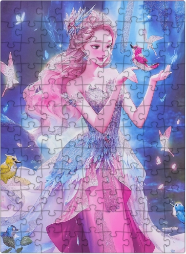 Puzzle Rosa Prinzessin mit Glitzerelementen, 100 Teile