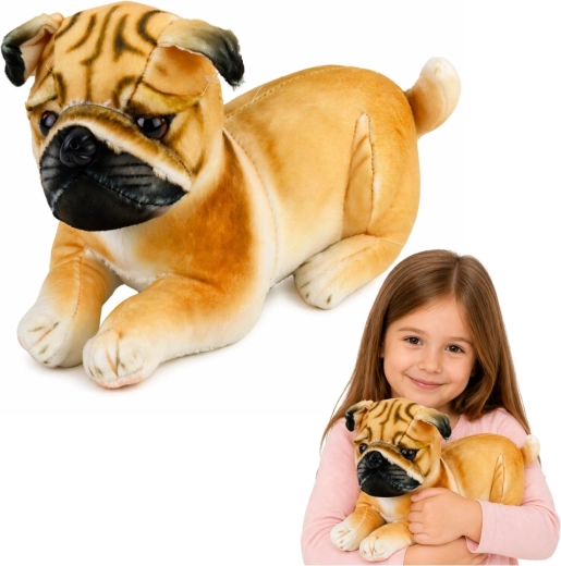 Plüsch-Mops 25 cm, realistischer Hund zum Kuscheln