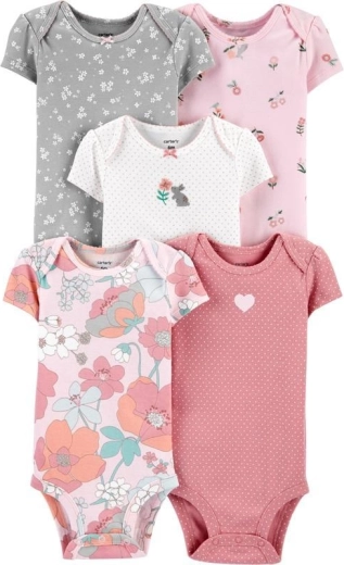 Carter’s Mädchen-Bodys mit Kurzarm Floral Pink, 5 Stk., Gr. 46 (PRE)