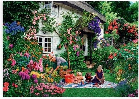 House of Puzzles Picknick mit Teddybären aus Plüsch – Puzzle mit 500 großen Teilen
