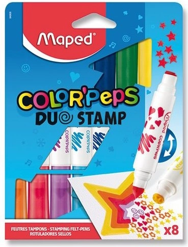 Filzstifte MAPED Color'Peps Duo Stamp – Set mit 8 doppelseitigen Stempel-Filzstiften