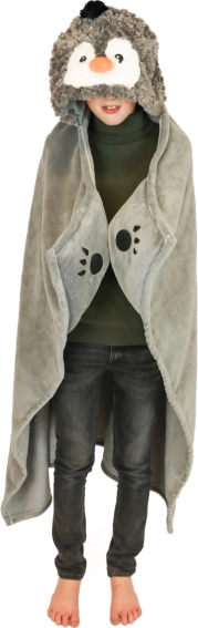 Cozy Noxxiez wärmende Kinderdecke mit Kapuze Pinguin