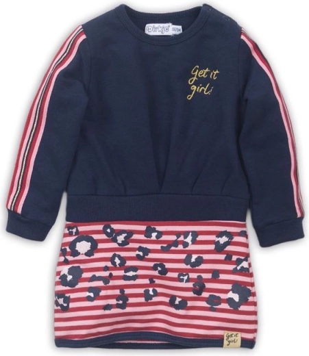 Dirkje Mädchenkleid mit gestreiftem Rock, Navy