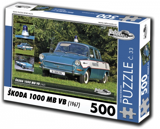 Puzzle Retro-Autos Škoda 1000 MB VB (1967) 500 Teile