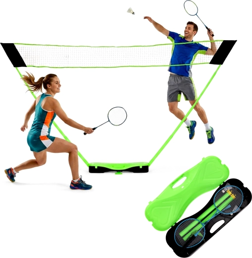 MovepRro faltbares Badminton-Set mit tragbarem Netz 300 × 156 cm, Schlägern und Federbällen im Koffer