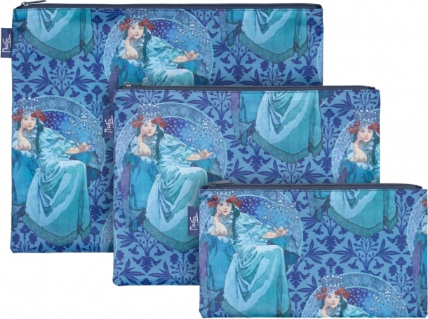 Set mit 3 Reißverschluss-Täschchen Alfons Mucha Hyacinta