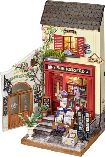 Robotime Rolife DIY-Miniaturhaus – Wiener Buchhandlung mit LED-Beleuchtung (290 Teile)