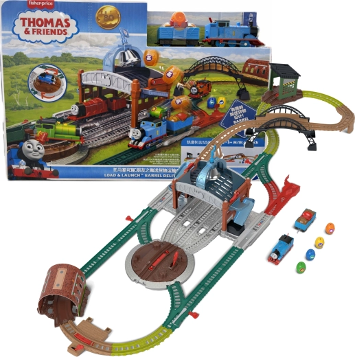 Fisher-Price Thomas und seine Freunde Eisenbahnstrecke Fasslieferung: Laden und Abschießen mit der Lokomotive Thomas