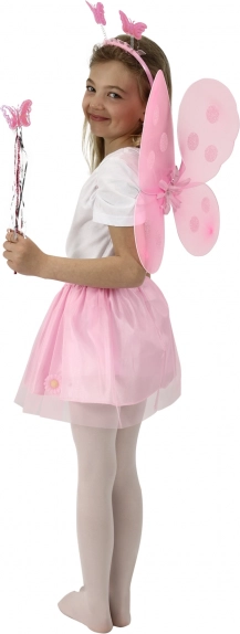 Rosa Kinder-Feenkostüm mit Flügeln und Zauberstab