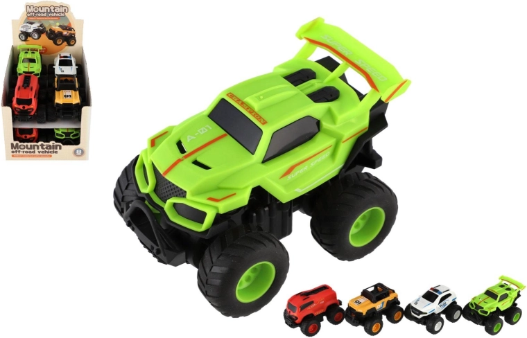 Geländewagen mit Schwungrad – Set 4 Varianten, 8 Stück im Box