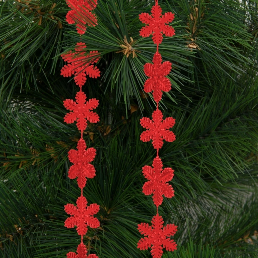 Weihnachtsgirlande mit Schneeflocken, rot, 2,7 m
