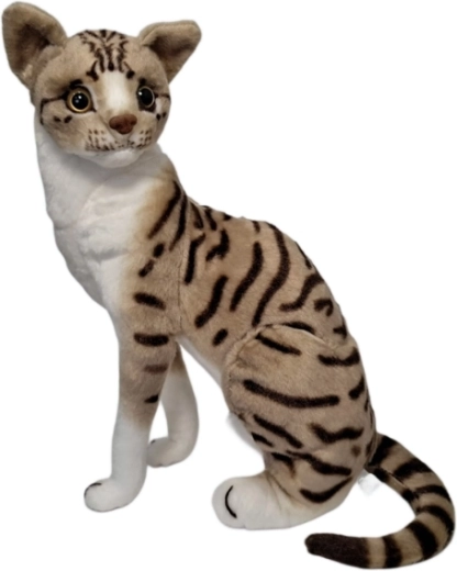 Plüschkatze beige-weiß mit Streifen – 1 Stück
