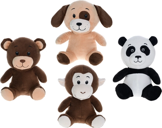 Plüschtiere 25 cm – sitzender Bär, Panda, Hund und Affe