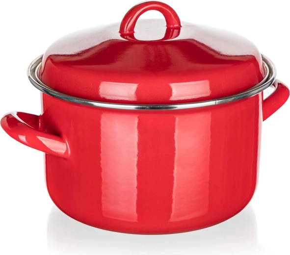 Emaille-Topf mit Deckel 20 cm 3,4 l rot MILTON