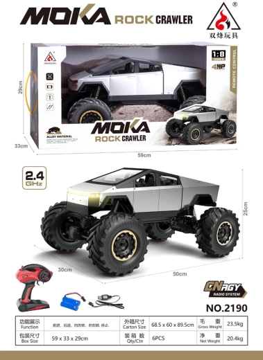 Ferngesteuertes Geländefahrzeug Rock Crawler Truck, silber, 1:8