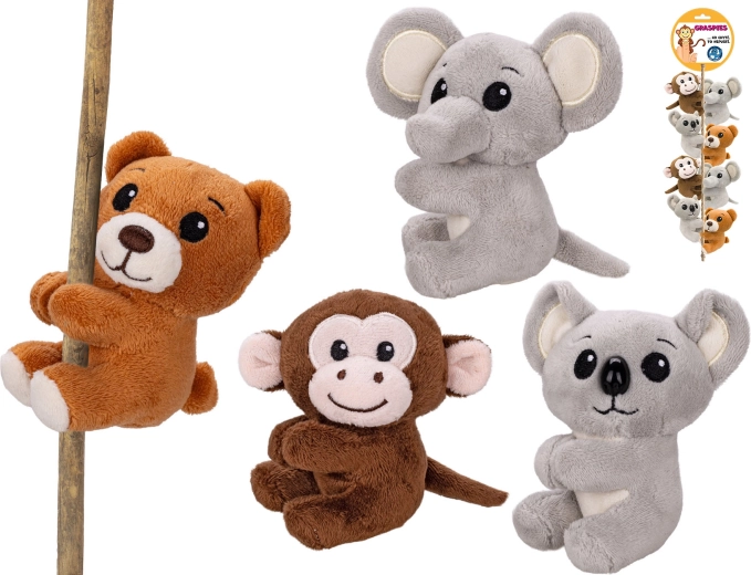 Plüsch-Safari-Tierchen mit Clip 8 cm