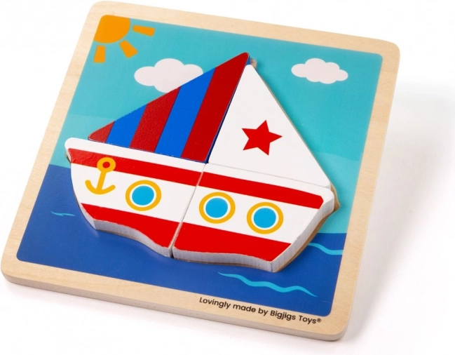 Einlegepuzzle aus Holz Segelboot