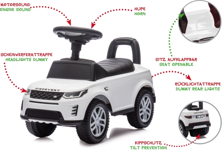 Rutschfahrzeug und Lauflernhilfe Land Rover Discovery 2 in 1, weiß