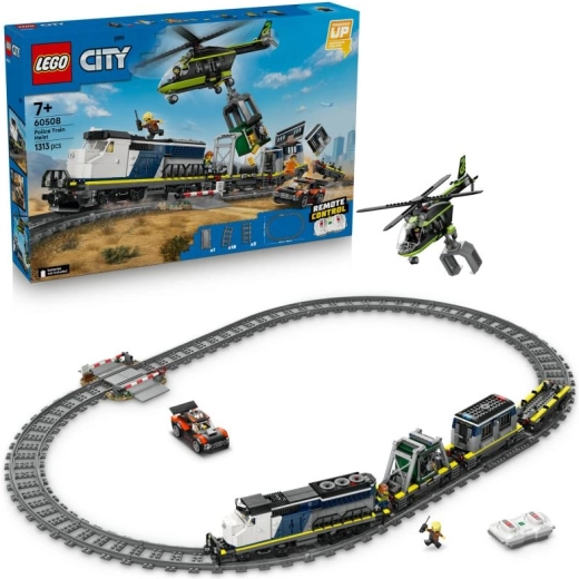 LEGO City Raub im Polizeizug – ferngesteuerter Zug mit Hubschrauber und Minifiguren