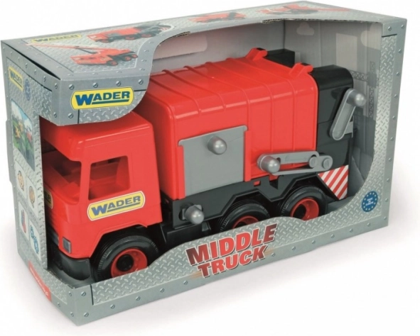 Rotes Müllauto MIDDLE TRUCK in der Schachtel von WADER