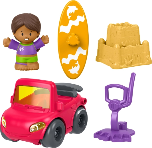 Fisher-Price Little People Set mit Auto, Figur und Zubehör – Ein Tag am Strand