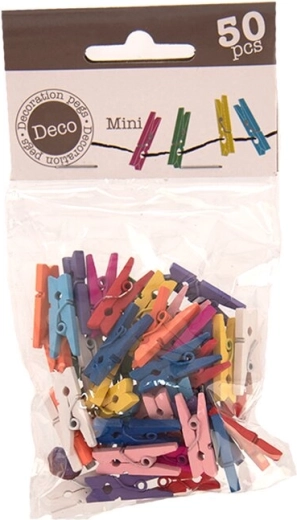 Bunte Holz-Miniklämmerchen 2,5 cm (50 Stk.)