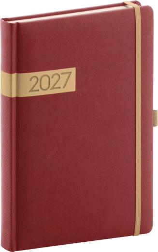 Notique Tageskalender Twill 2027 bordeaux-gold 15 × 21 cm
