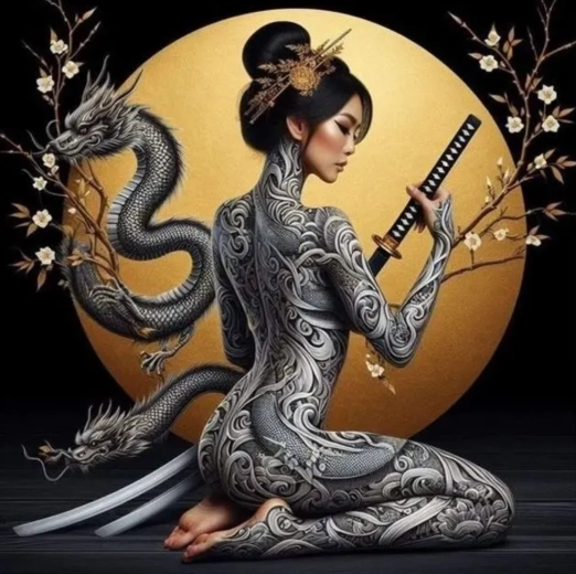 Diamantmalerei Asiatische Kriegerin 30 × 40 cm