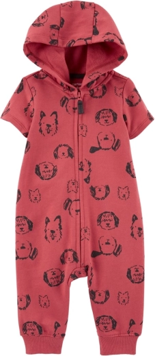 Carter’s Baumwoll-Overall mit Reißverschluss ohne Füßchen, kurzärmelig, Red Dog, für Jungen, 6 m