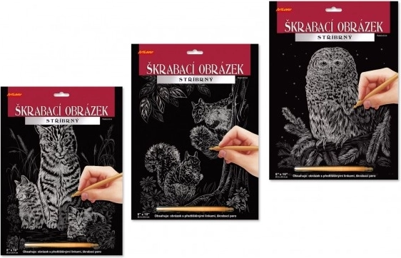 ARTLOVER Kratzbild Silber – Katze mit Kätzchen 20 × 25 cm