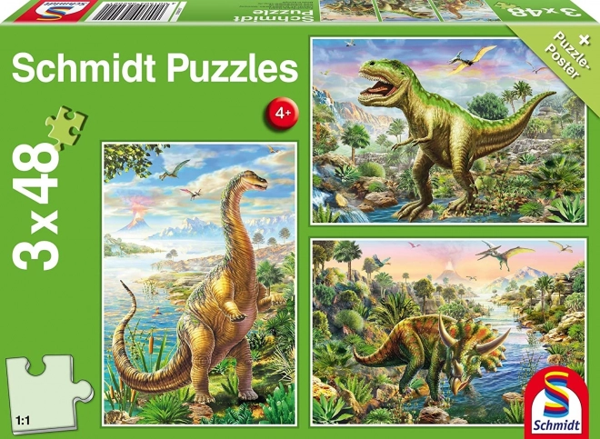 Schmidt Puzzle Dinosaurier-Abenteuer 3×48 Teile