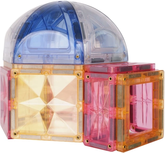 Cleverclixx magnetisches Konstruktionsset mit gebogenen Teilen in Pastellfarben – 34 Teile