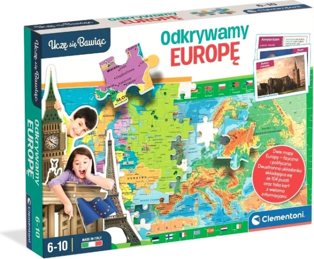 Europa entdecken – beidseitiges Puzzle und Lern‑Kartenspiel
