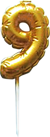 Tortenkerze Zahl 9 gold zum Einstecken 6 cm