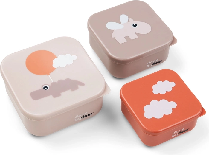 Done by Deer Set Snackboxen Happy clouds rosa (3 Stk.)