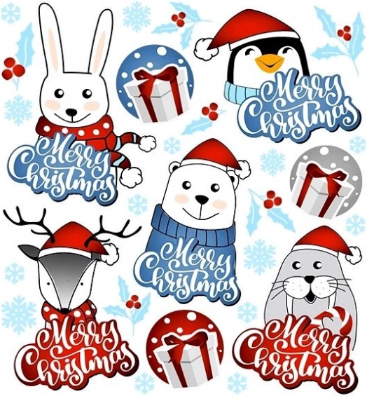 Weihnachtliche Bügelbilder Tiere auf einem kleinen Bogen